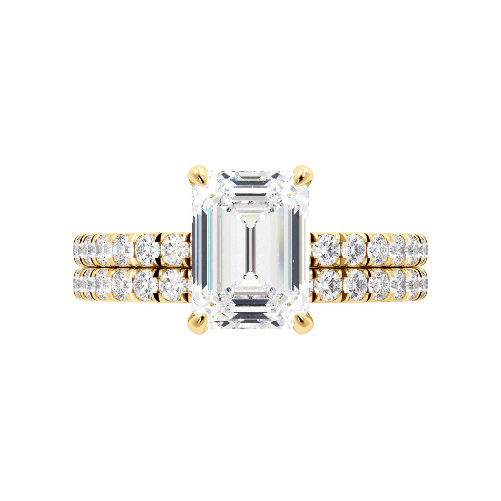 Emerald Cut 3/4 Eternity Engagement Ring Set