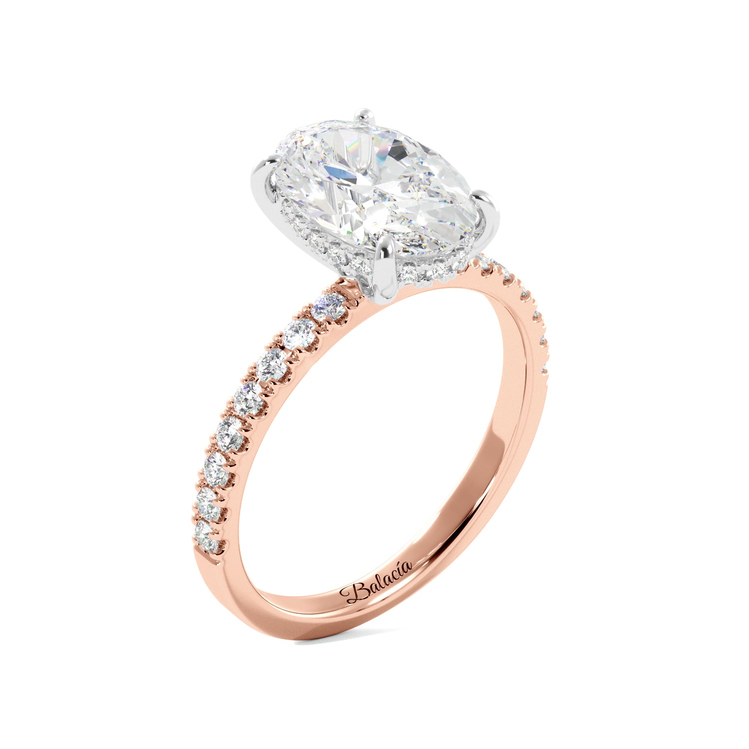 Two Toned Oval Diamond Rose Gold Engagement Ring