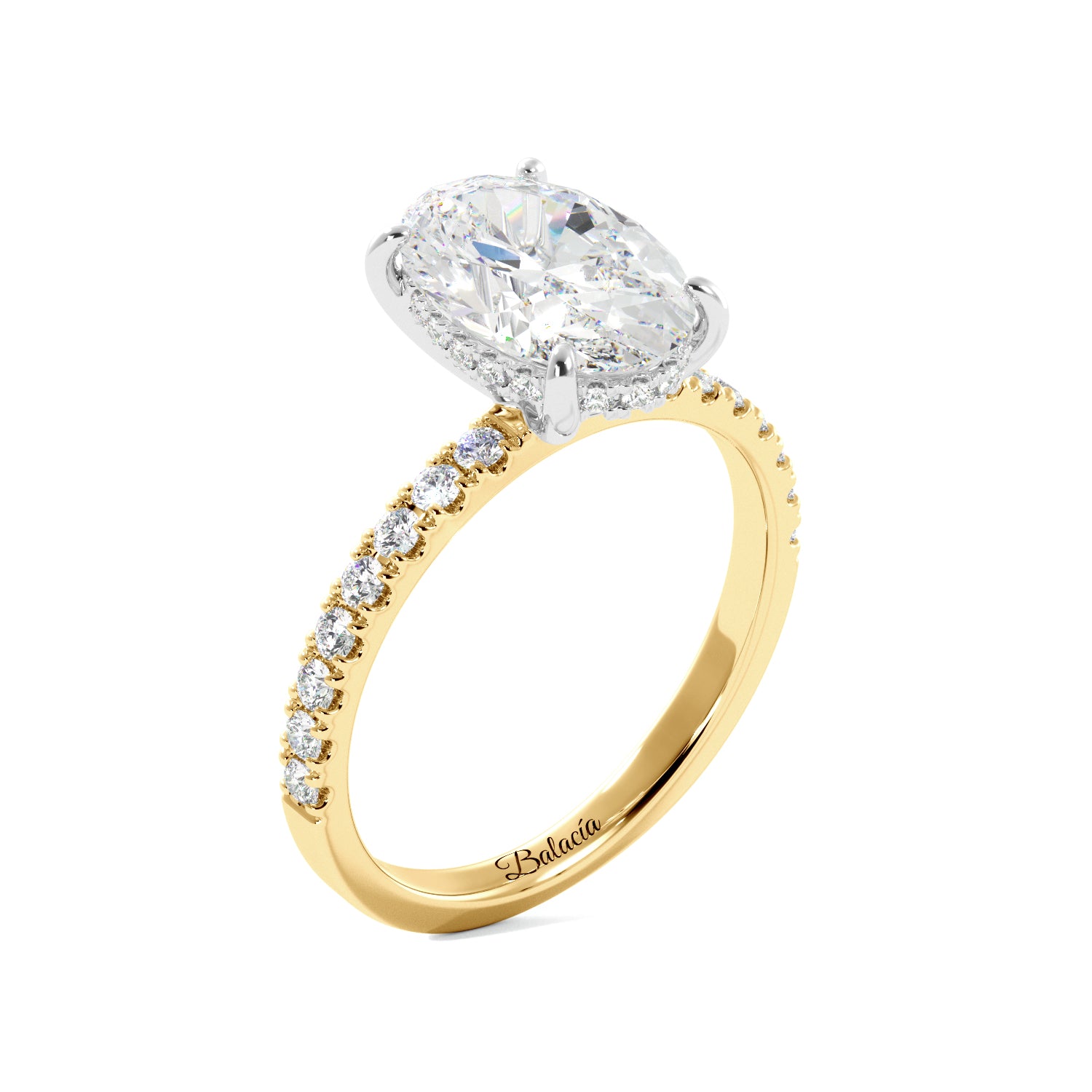 Two Toned Oval Diamond Yellow Gold Engagement Ring