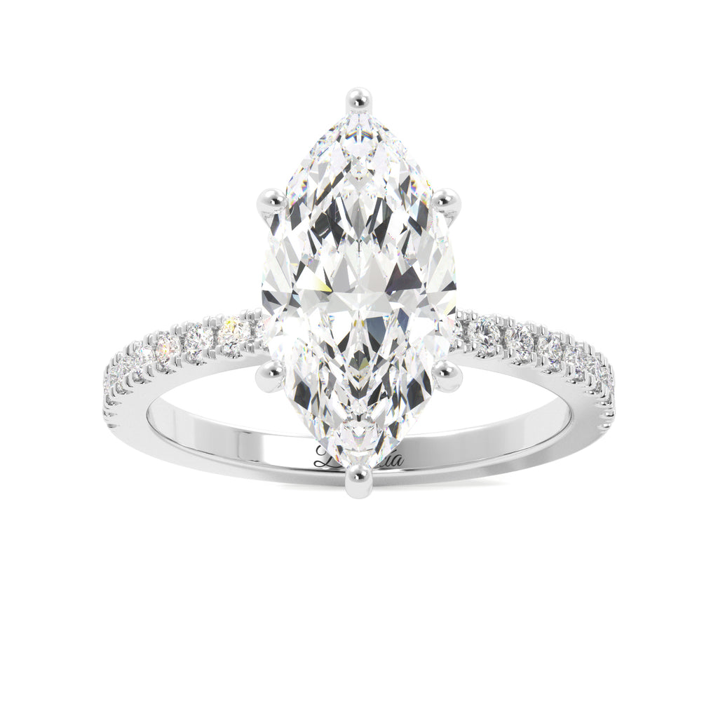 Marquise Cut Half Eternity Engagement Ring