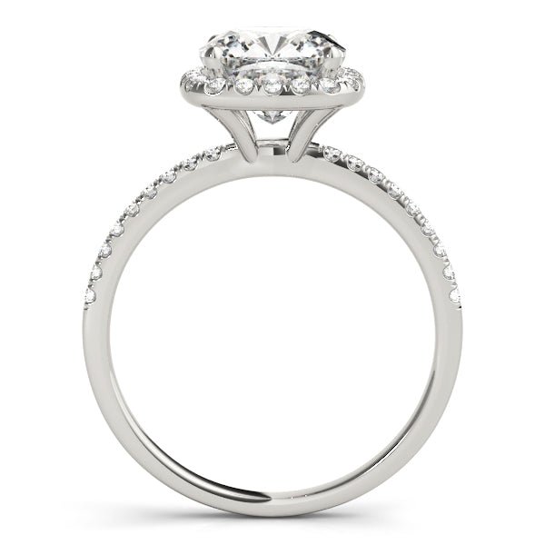 White Gold Cushion Cut Diamond Halo Engagement Ring Side