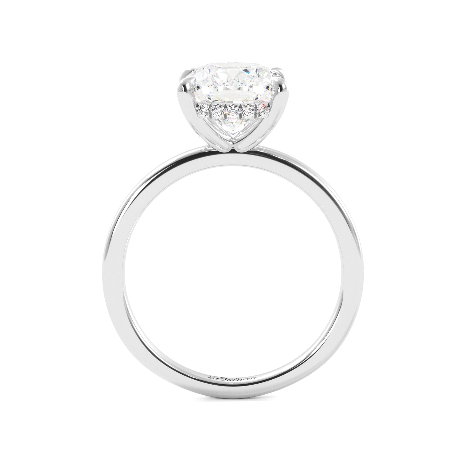 White Gold Elongated Cushion Cut Diamond Solitaire Engagement Ring Side View