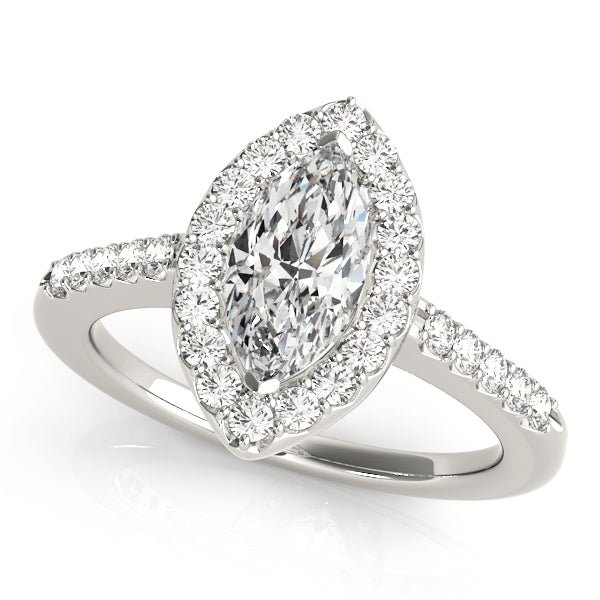 White Gold Marquise Diamond Halo Engagement Ring