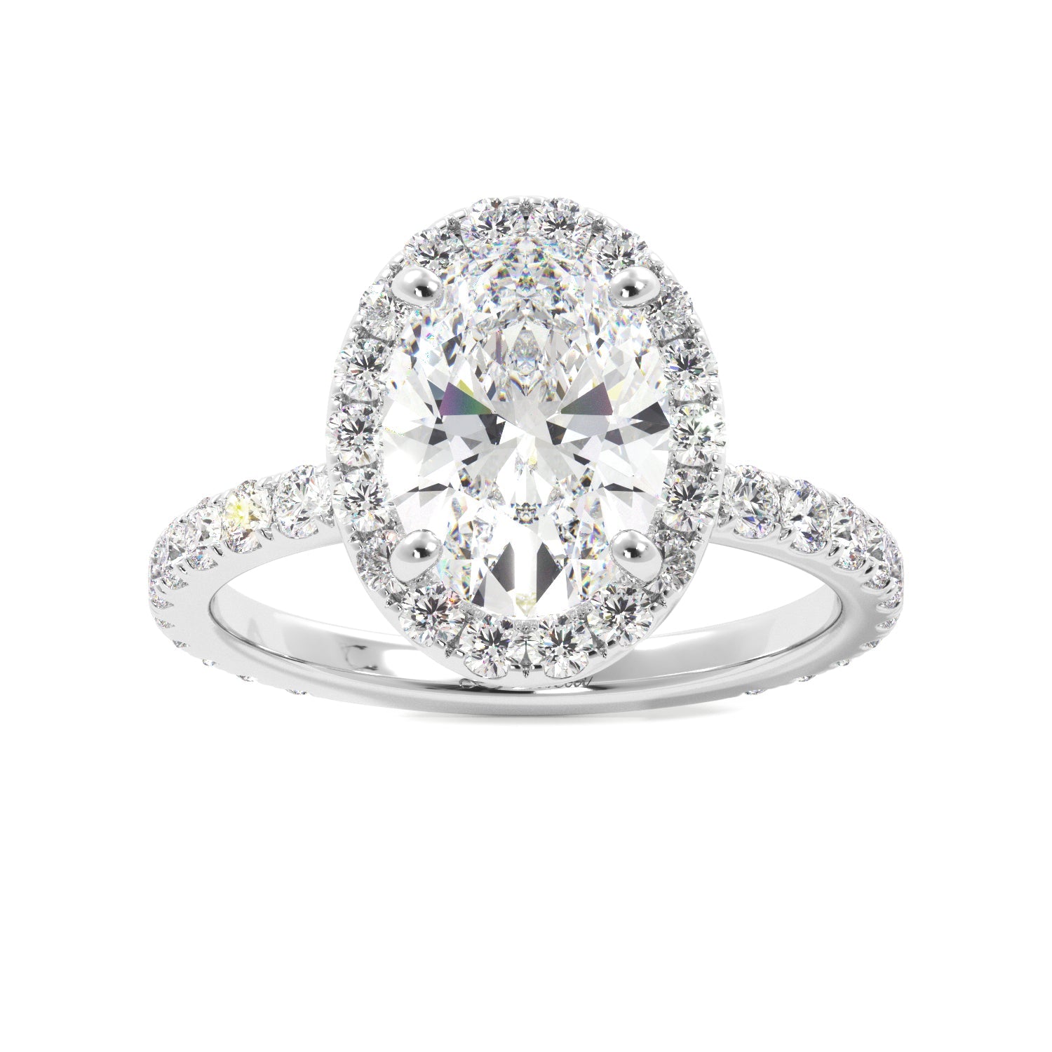 White Gold Oval Diamond Halo Engagement Ring