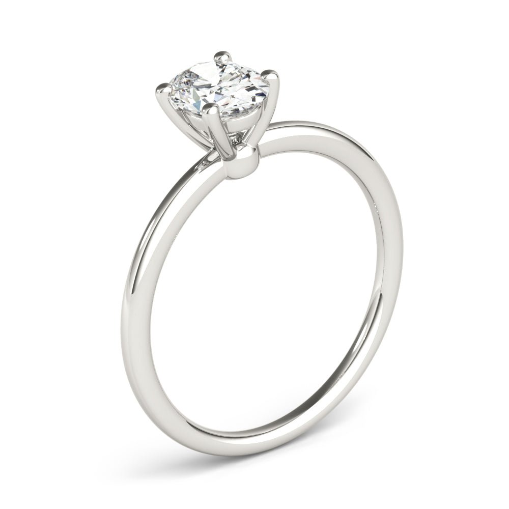 White Gold Oval Diamond Solitaire Engagement Ring Side