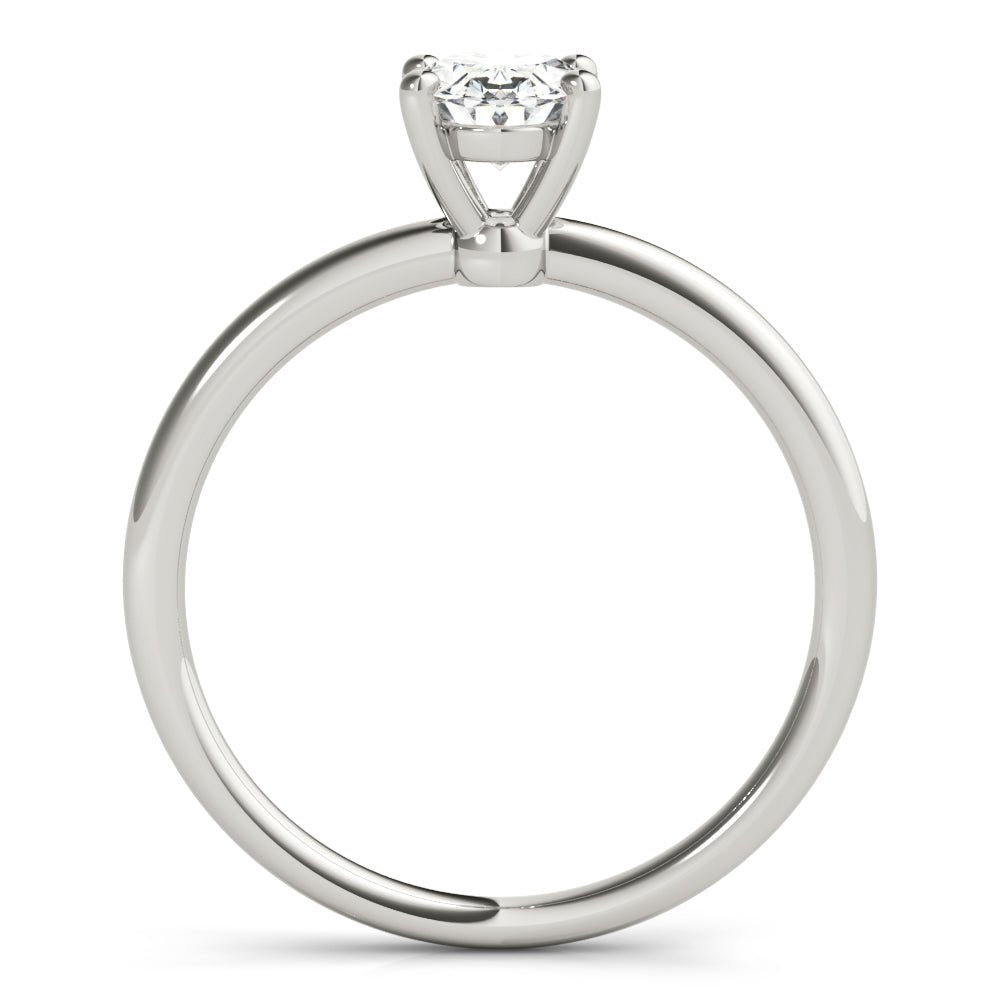 White Gold Oval Diamond Solitaire Engagement Ring Side View