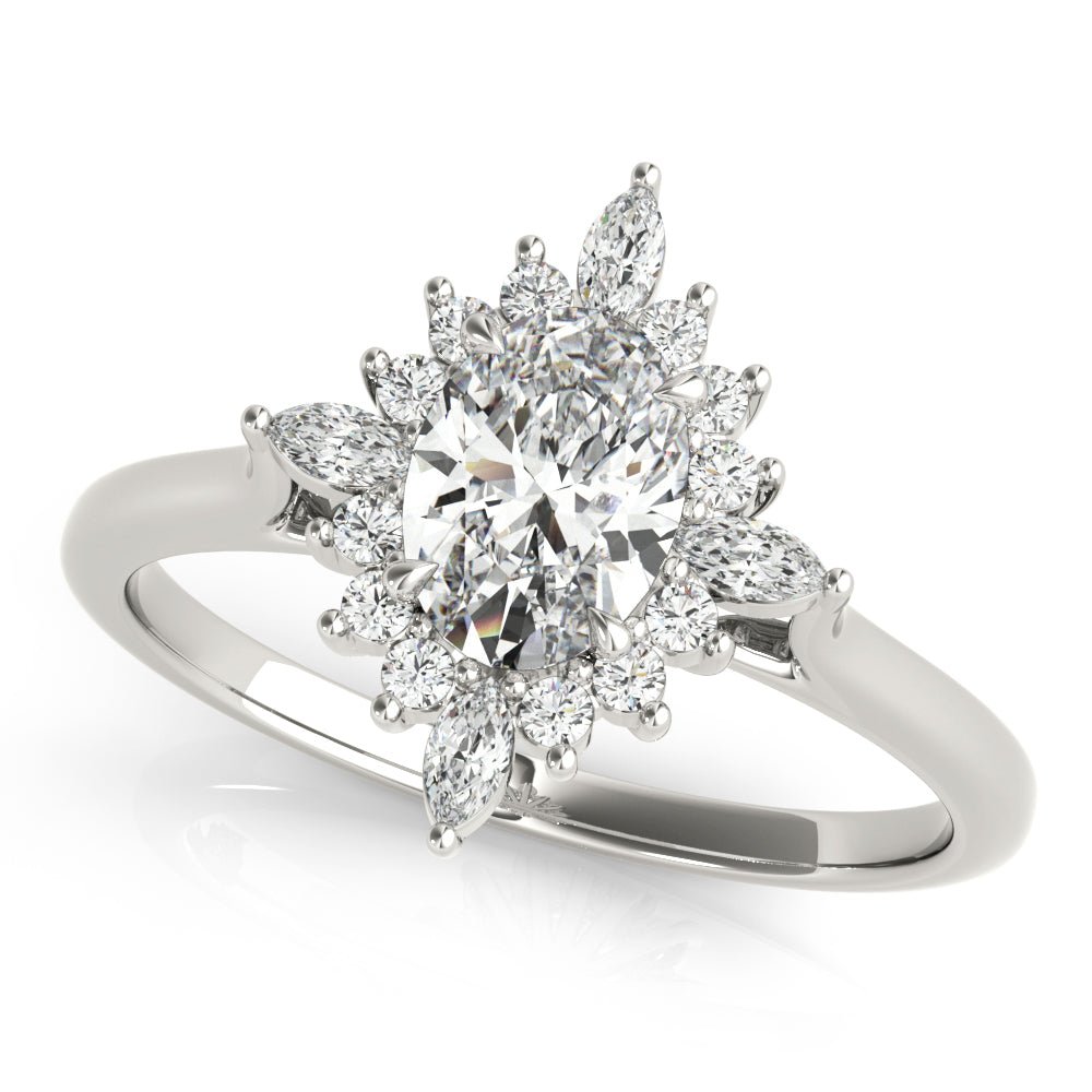 White Gold Oval Marquise Halo Engagement Ring