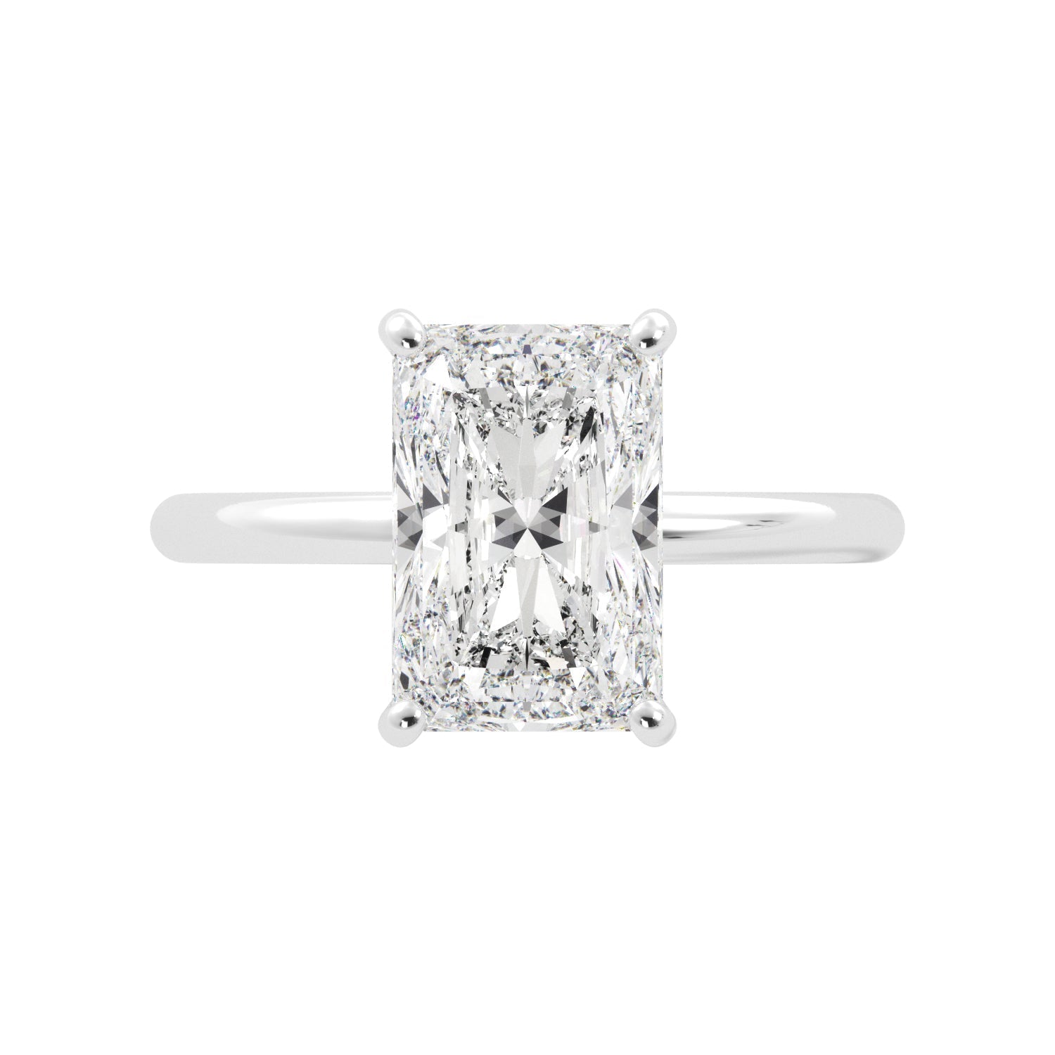 White Gold Radiant Cut Diamond Hidden Halo Solitaire Engagement Ring