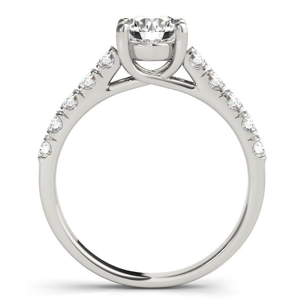 White Gold Round Diamond Cathedral Engagement Ring Side