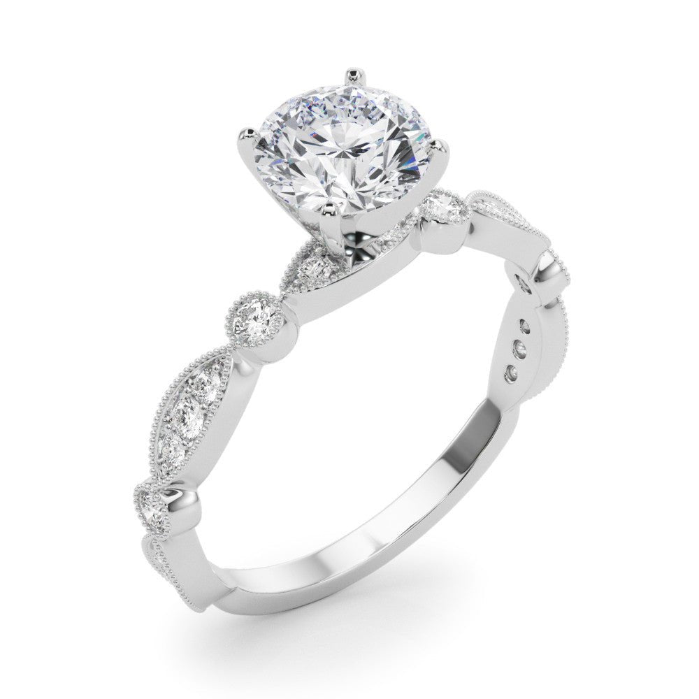 White Gold Round Diamond Engagement Ring Side