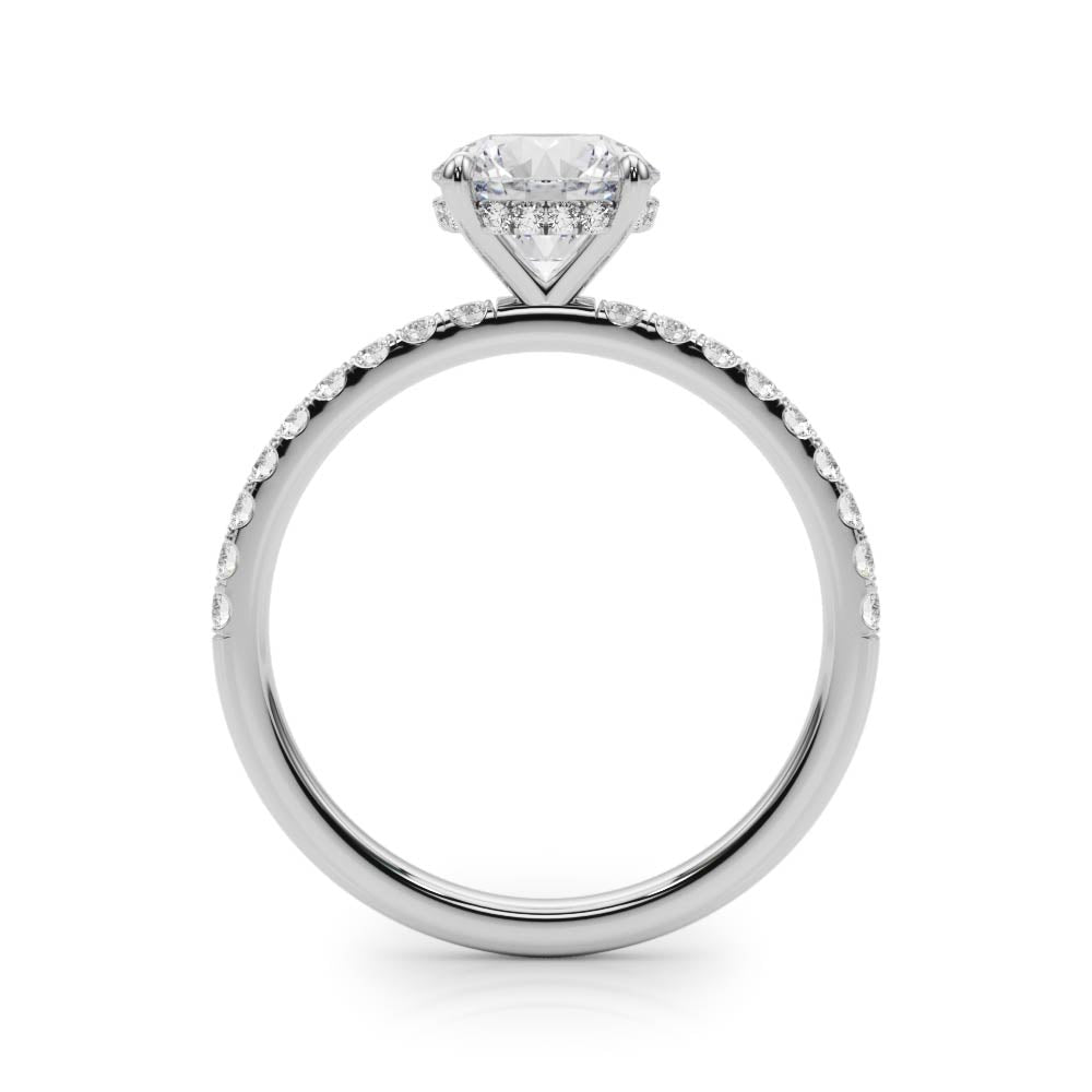 White Gold Round Diamond Hidden Halo Engagement Ring Side 