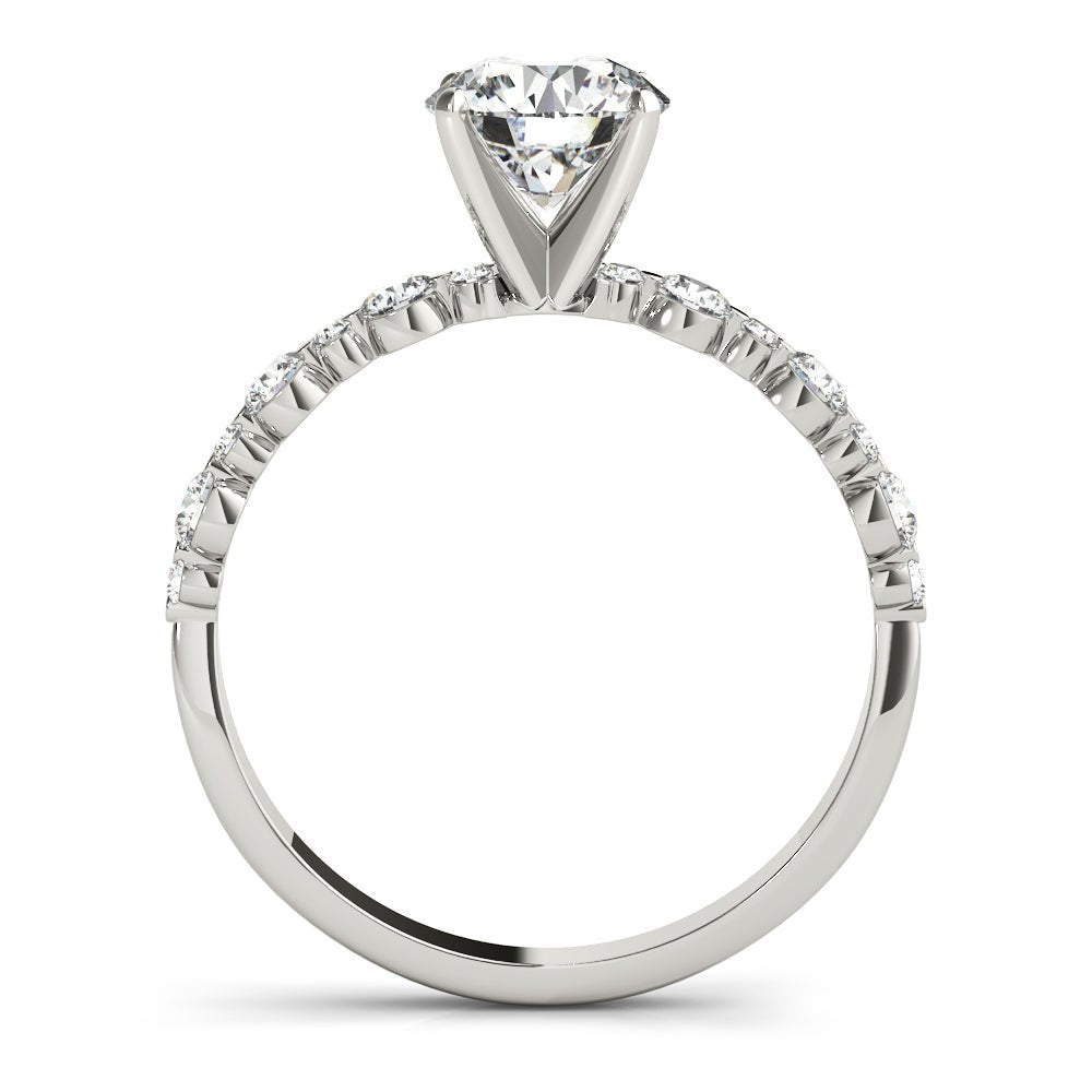 White Gold Round Diamond Single Prong Engagement Ring Side