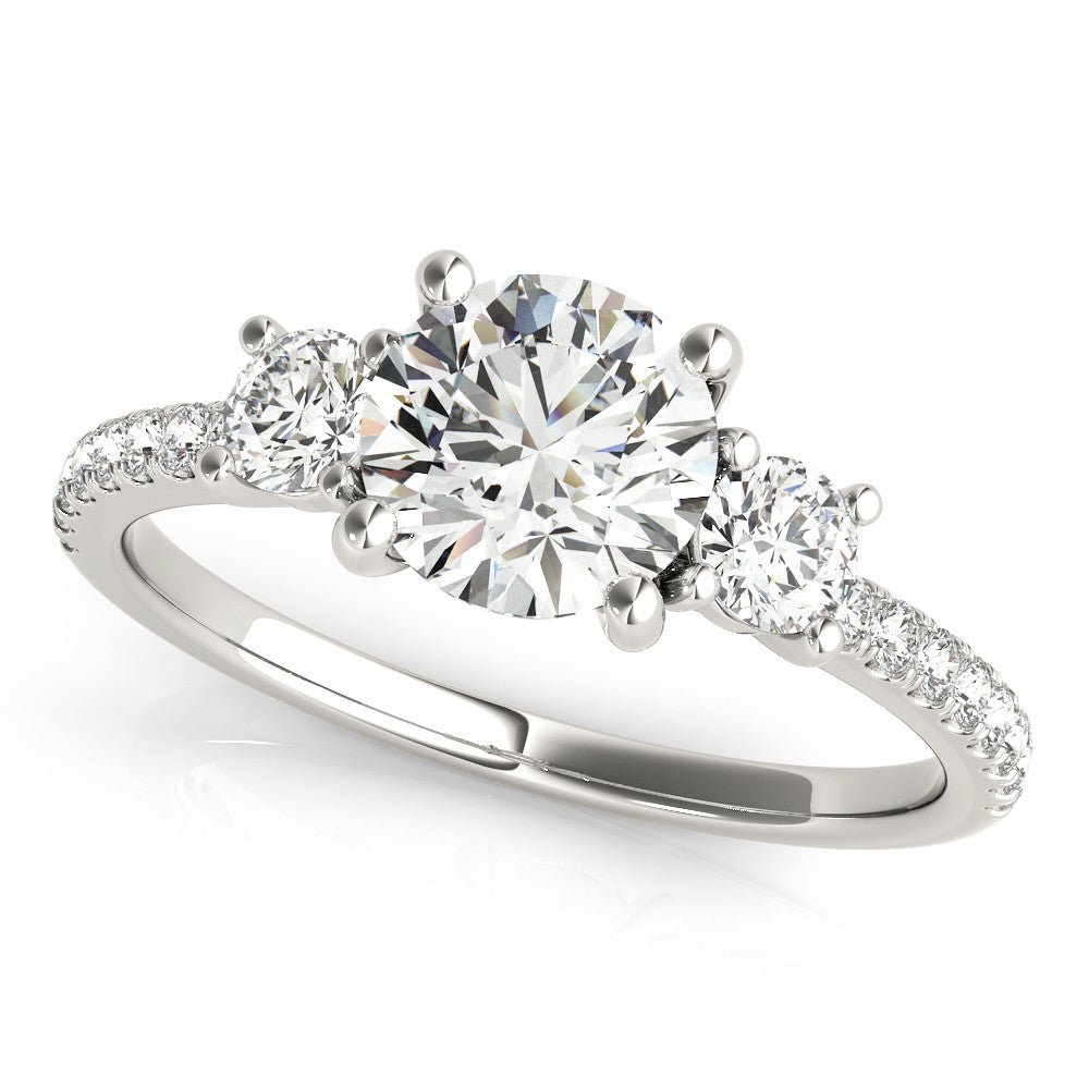 White Gold Round Three Stone Engagement Ring