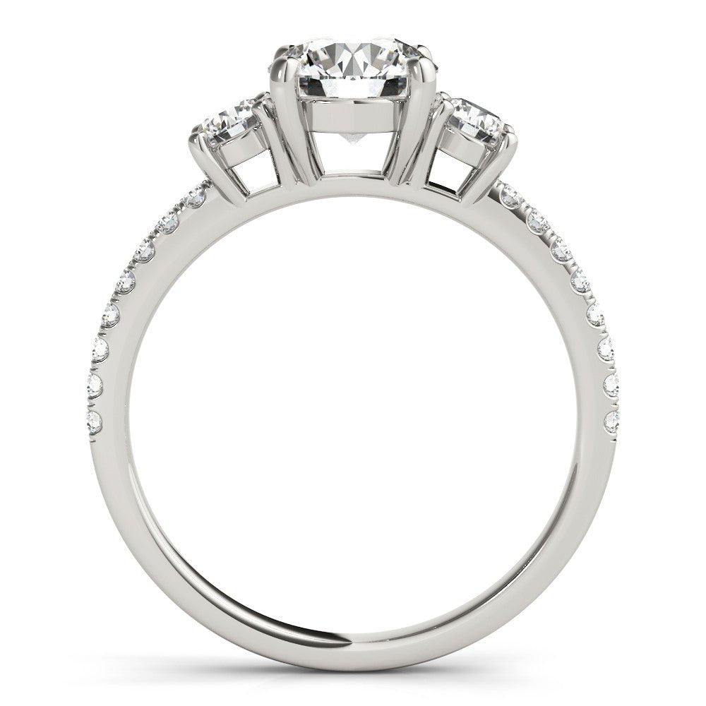 White Gold Round Three Stone Engagement Ring Side