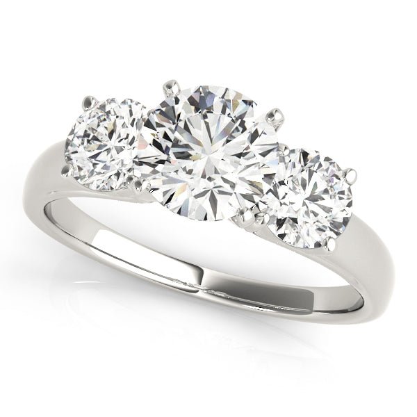 White Gold Round Three Stone Solitaire Engagement Ring