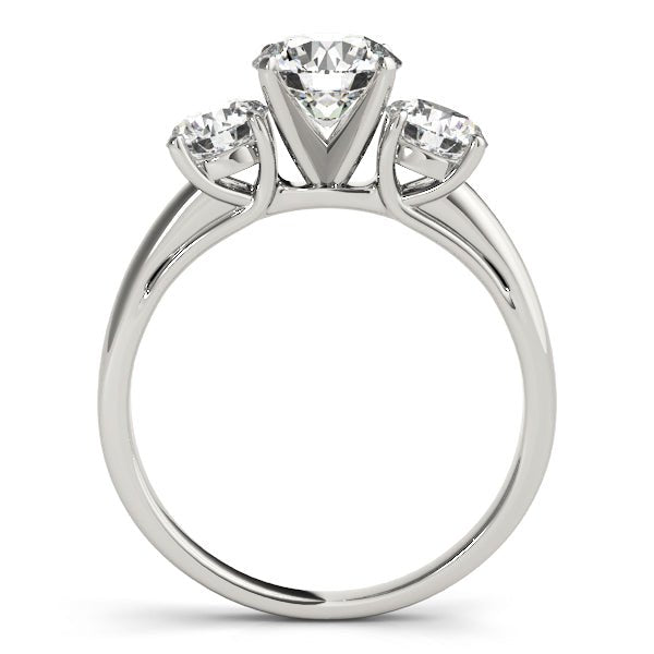 White Gold Round Three Stone Solitaire Engagement Ring Side
