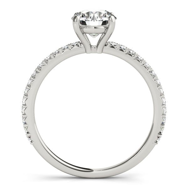 White Gold Traditional Round Diamond Engagement Ring Side