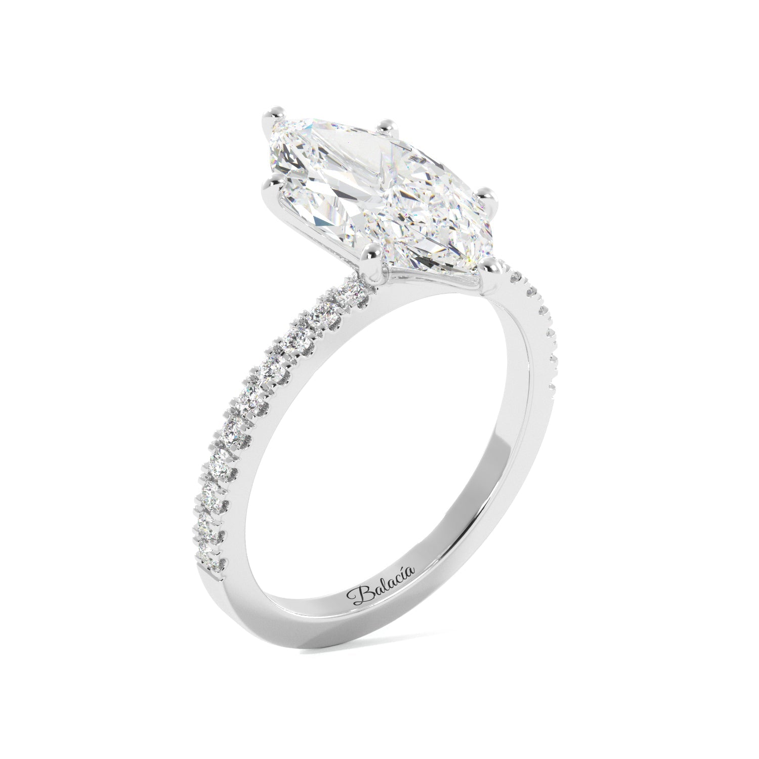 White Gold Marquise Diamond Engagement Ring Side View