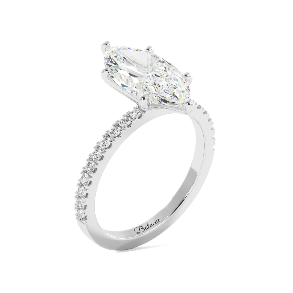 White Gold Marquise Diamond Engagement Ring Side View