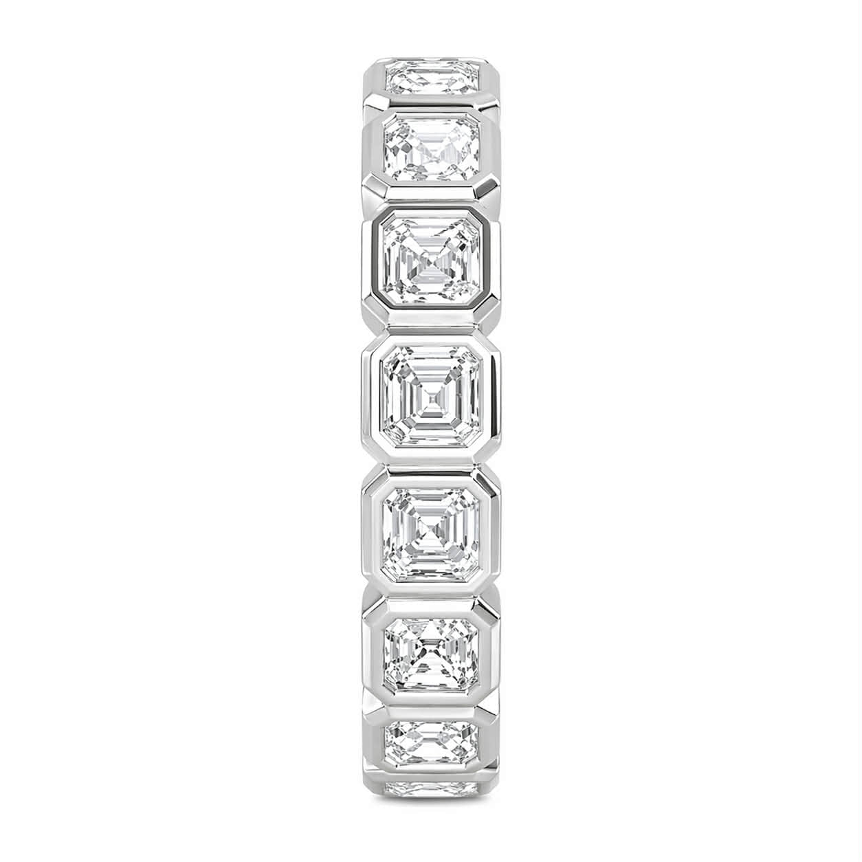 White Gold Asscher Cut Diamond Bezel Eternity Band