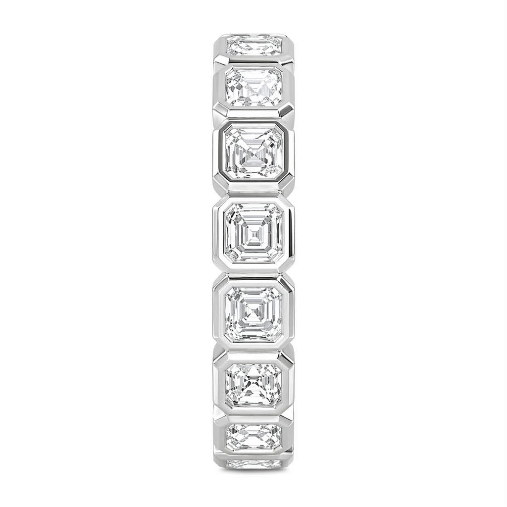 White Gold Asscher Cut Diamond Bezel Eternity Band