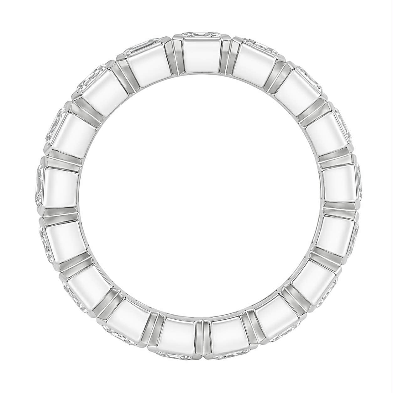 Asscher Cut Diamond Bezel Eternity Band Full SIde
