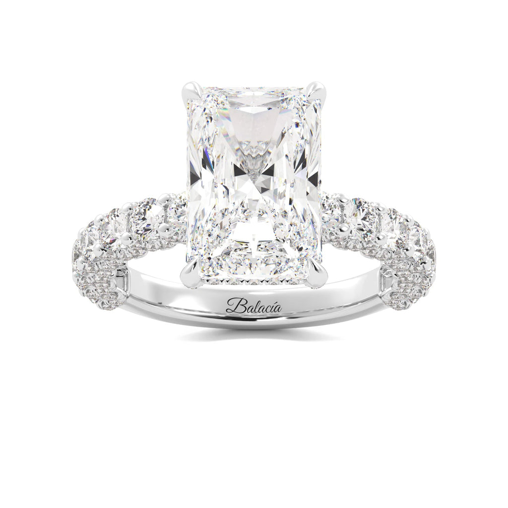 White Gold Radiant Cut Iced Out Diamond Engagement Ring