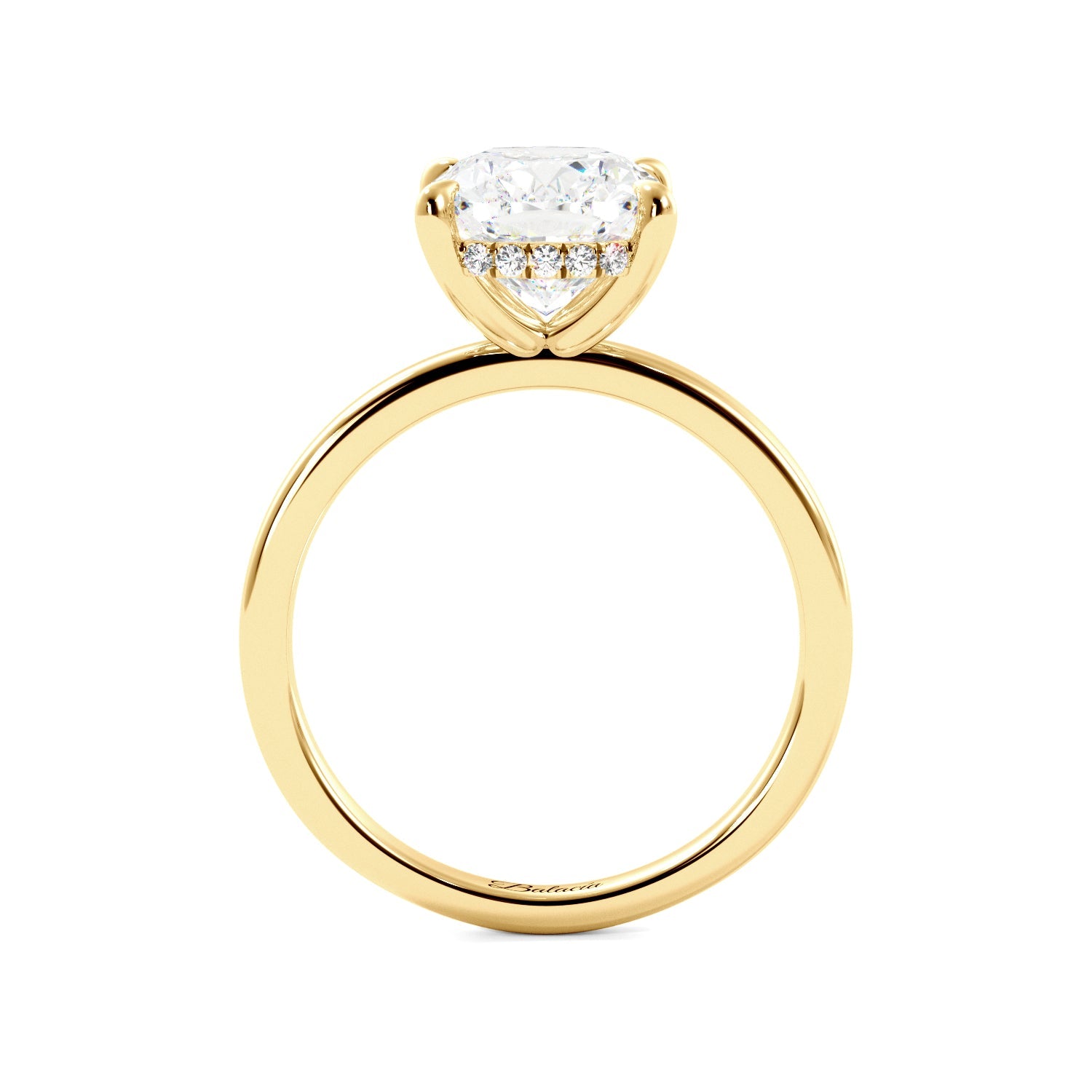 Yellow Gold Elongated Cushion Cut Diamond Solitaire Engagement Ring Side View