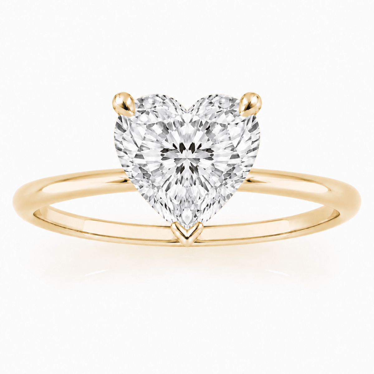 Yellow Gold Heart Diamond Solitaire Engagement Ring