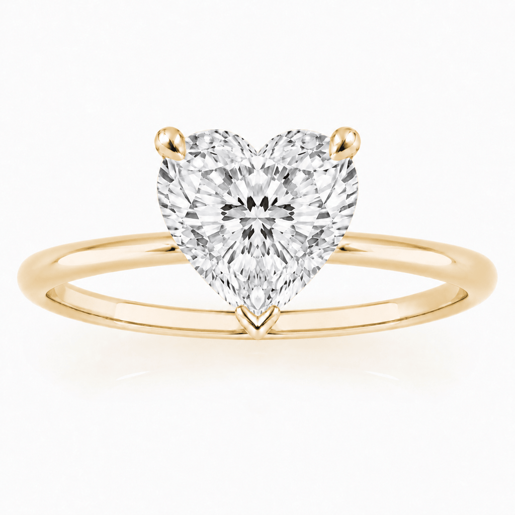 Yellow Gold Heart Diamond Solitaire Engagement Ring