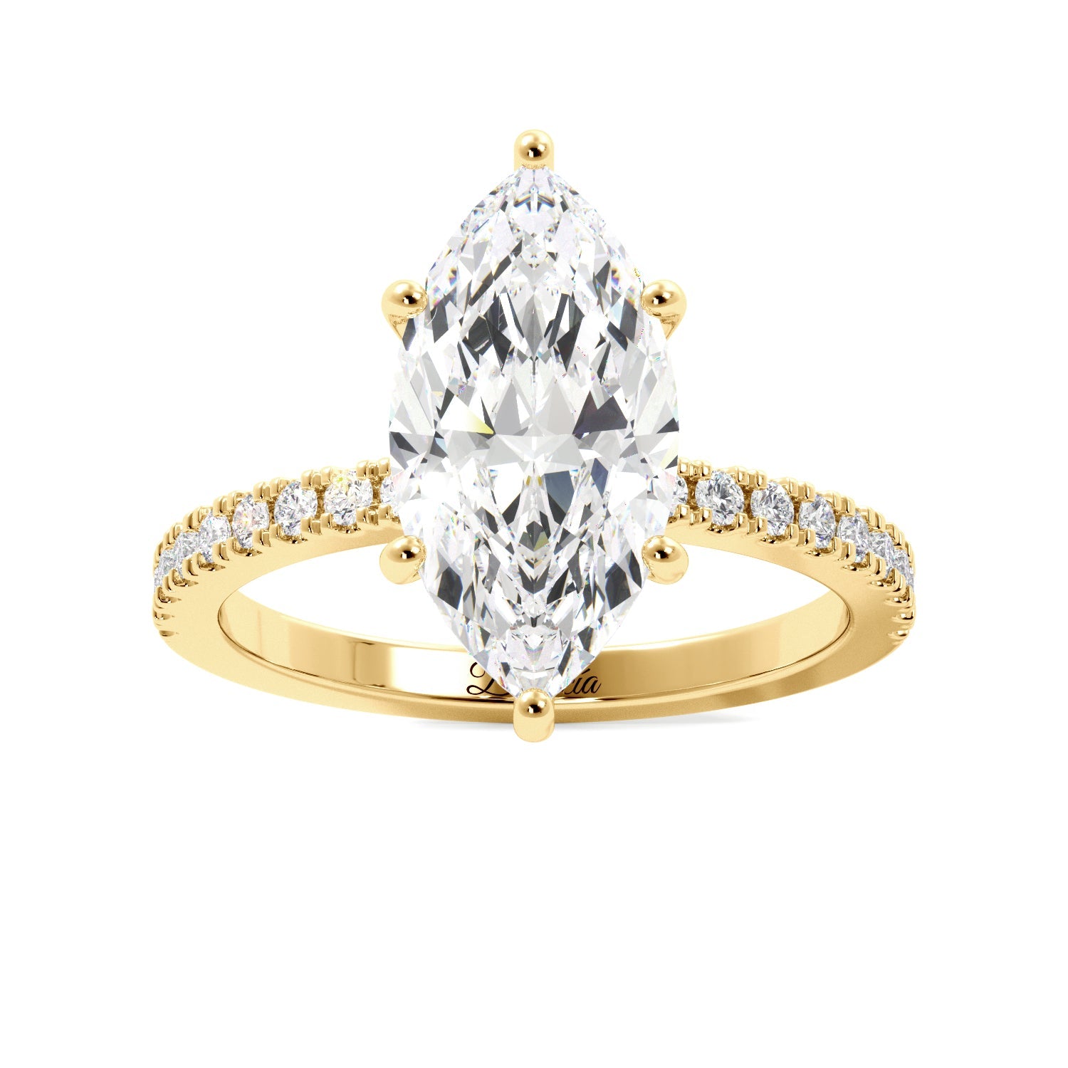 Yellow Gold Marquise Diamond  Engagement Ring 
