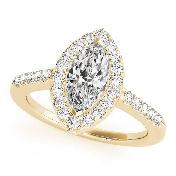 Yellow Gold Marquise Diamond Halo Engagement Ring