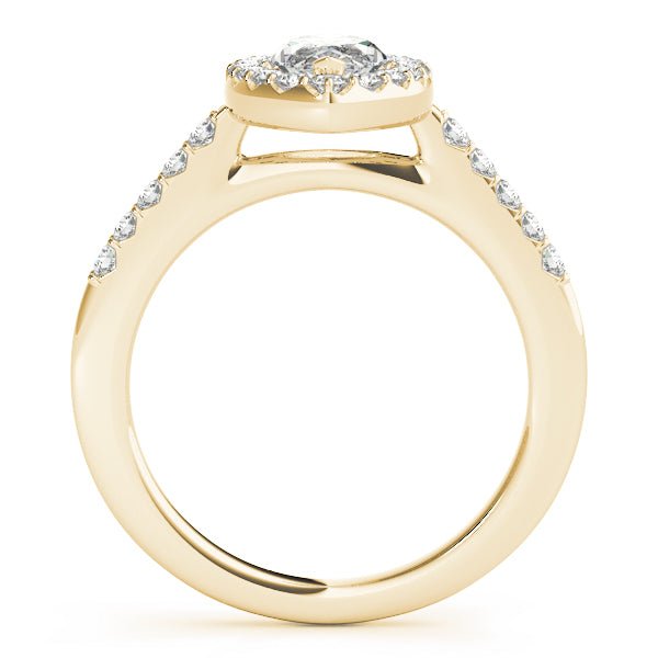 Yellow Gold Marquise Diamond Halo Engagement Ring Side