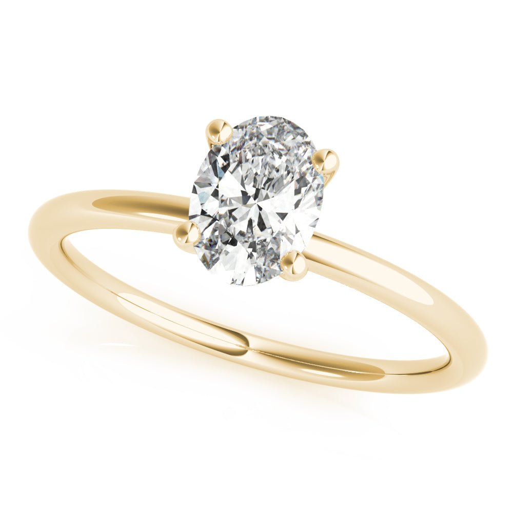 Yellow Gold Oval Diamond Solitaire Engagement Ring