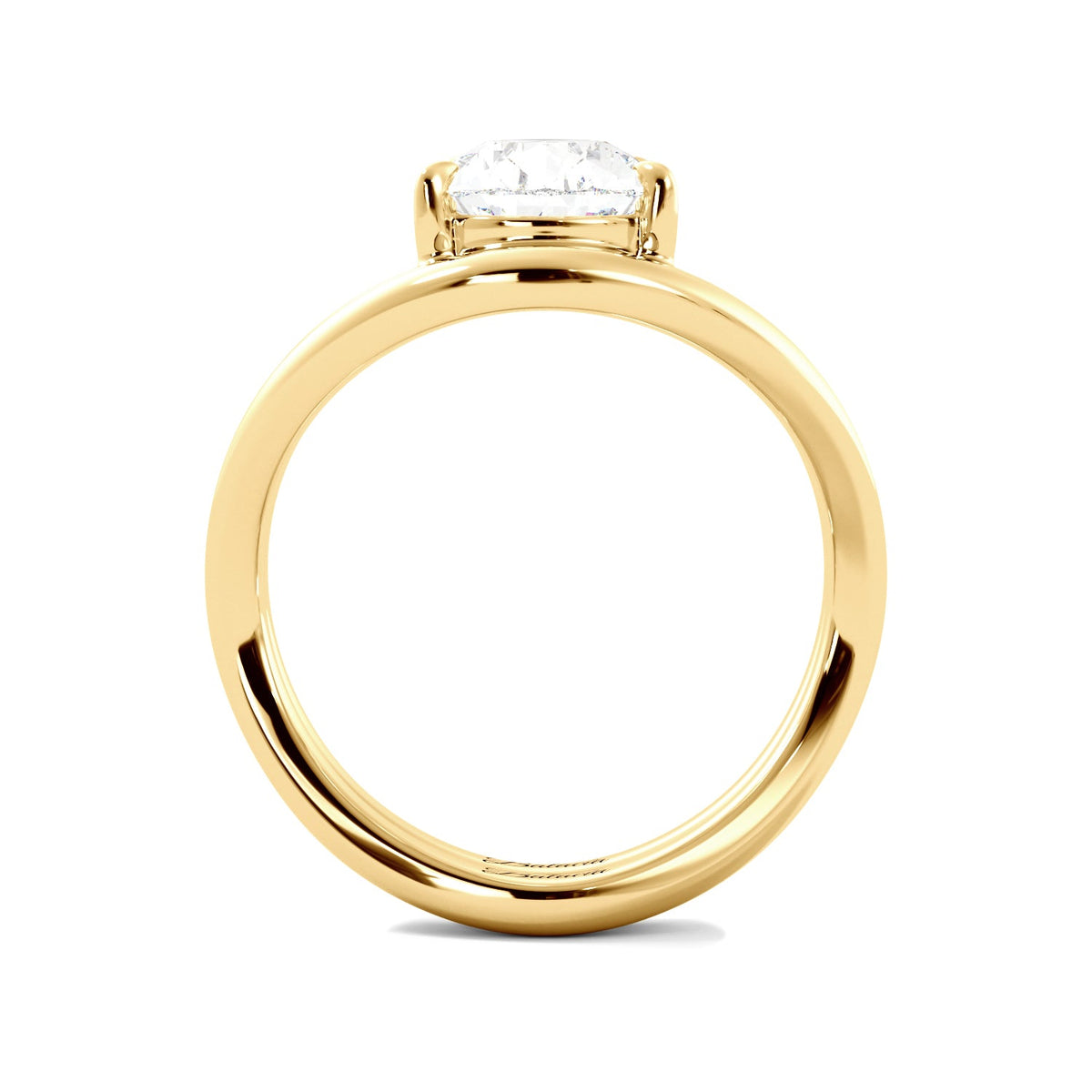 Yellow Gold Pear Diamond Modern Curved Engagement Ring Set Side View
