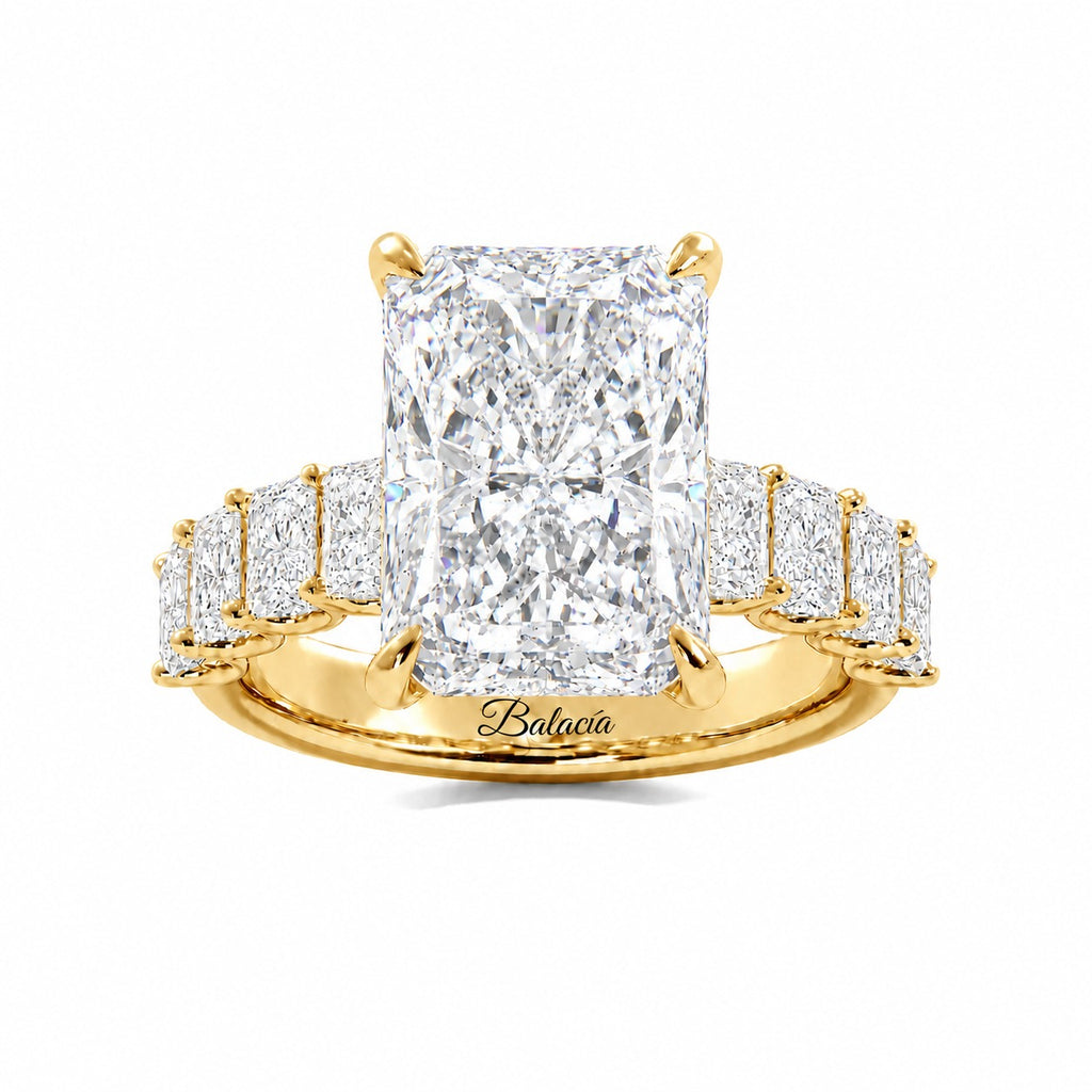 Yellow Gold Radiant Cut Diamond Engagement Ring with Side Diamonds