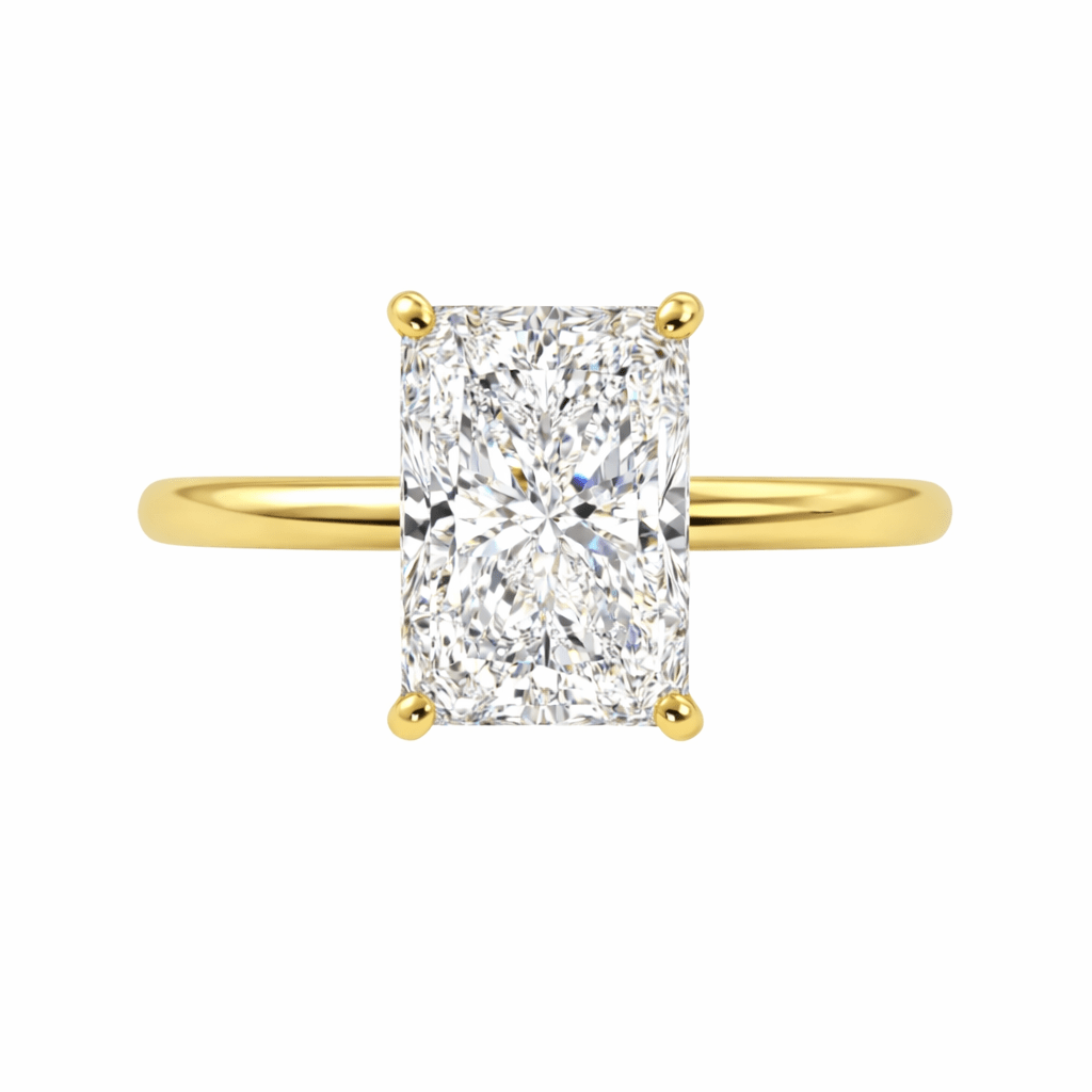 Yellow Gold Radiant Cut Diamond Hidden Halo Solitaire Engagement Ring