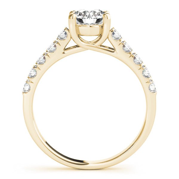 Yellow Gold Round Diamond Cathedral Engagement Ring Side