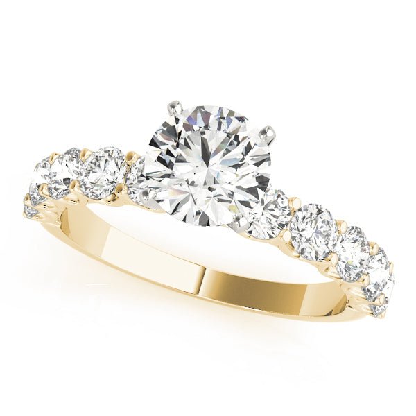 Yellow Gold Round Diamond Glamorous Engagement Ring