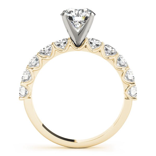 Yellow Gold Round Diamond Glamorous Engagement Ring Side
