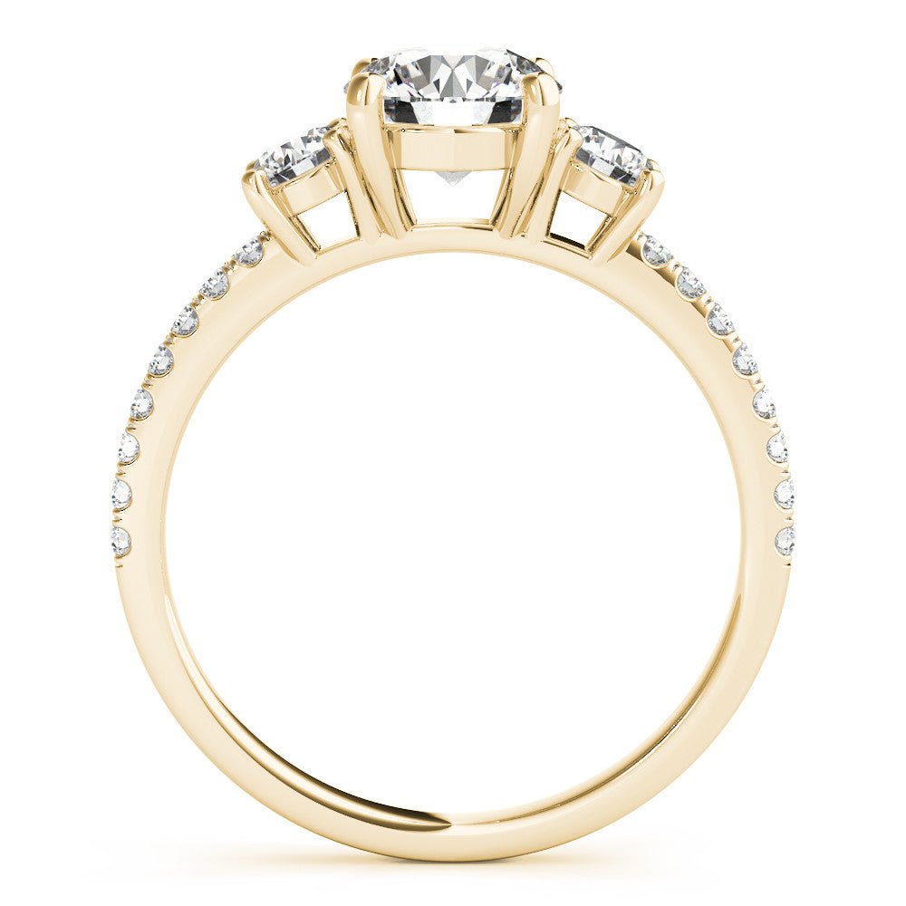Yellow Gold Round Three Stone Engagement Ring Side