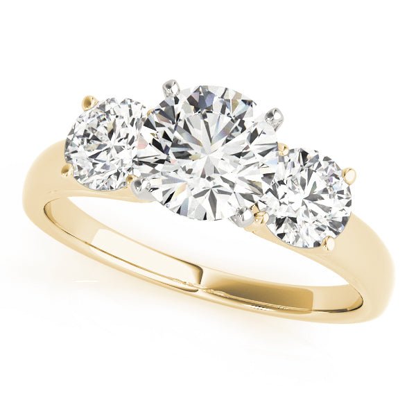 Yellow Gold Round Three Stone Solitaire Engagement Ring