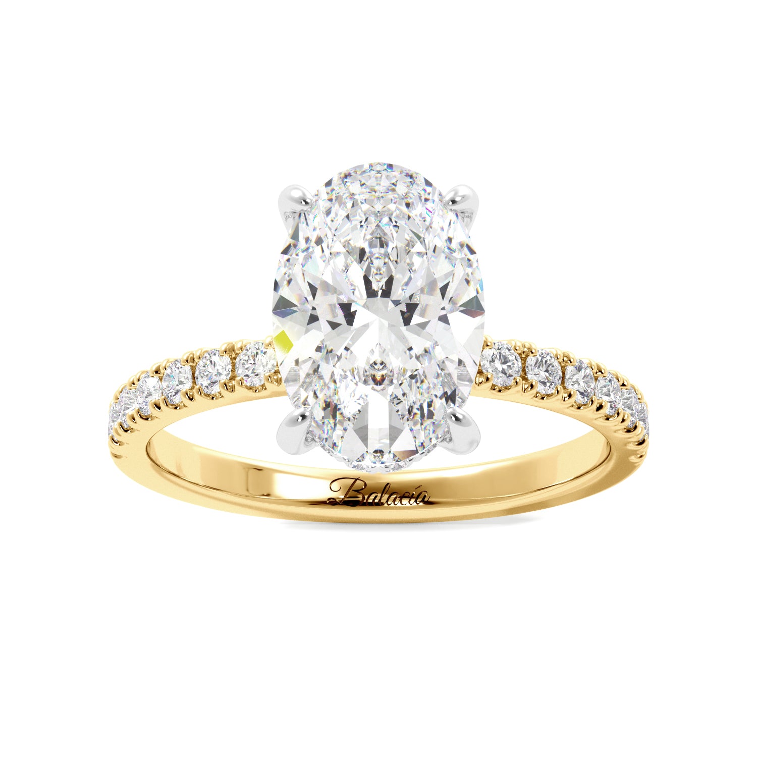 Yellow Gold Two Toned Oval Diamond Engagement Ring