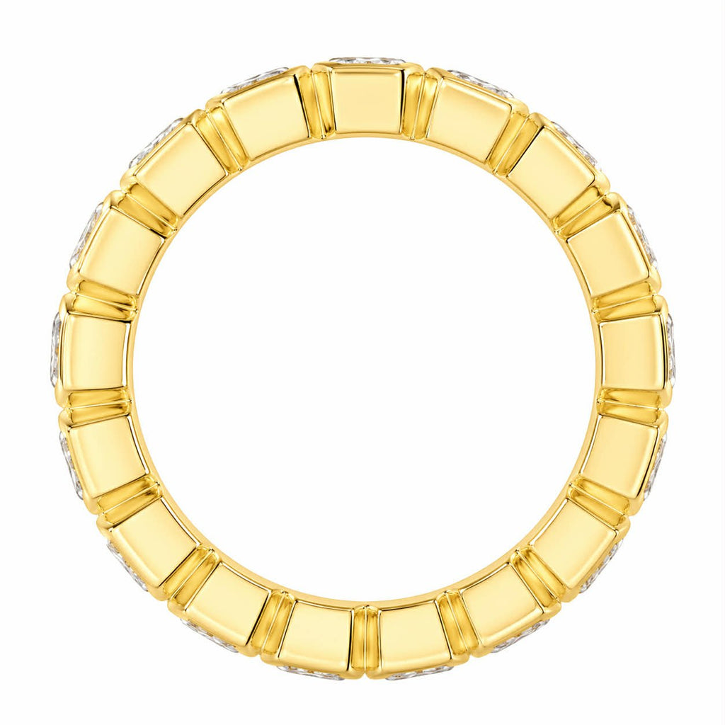 Yellow Gold Asscher Cut Diamond Bezel Eternity Band Full Side View