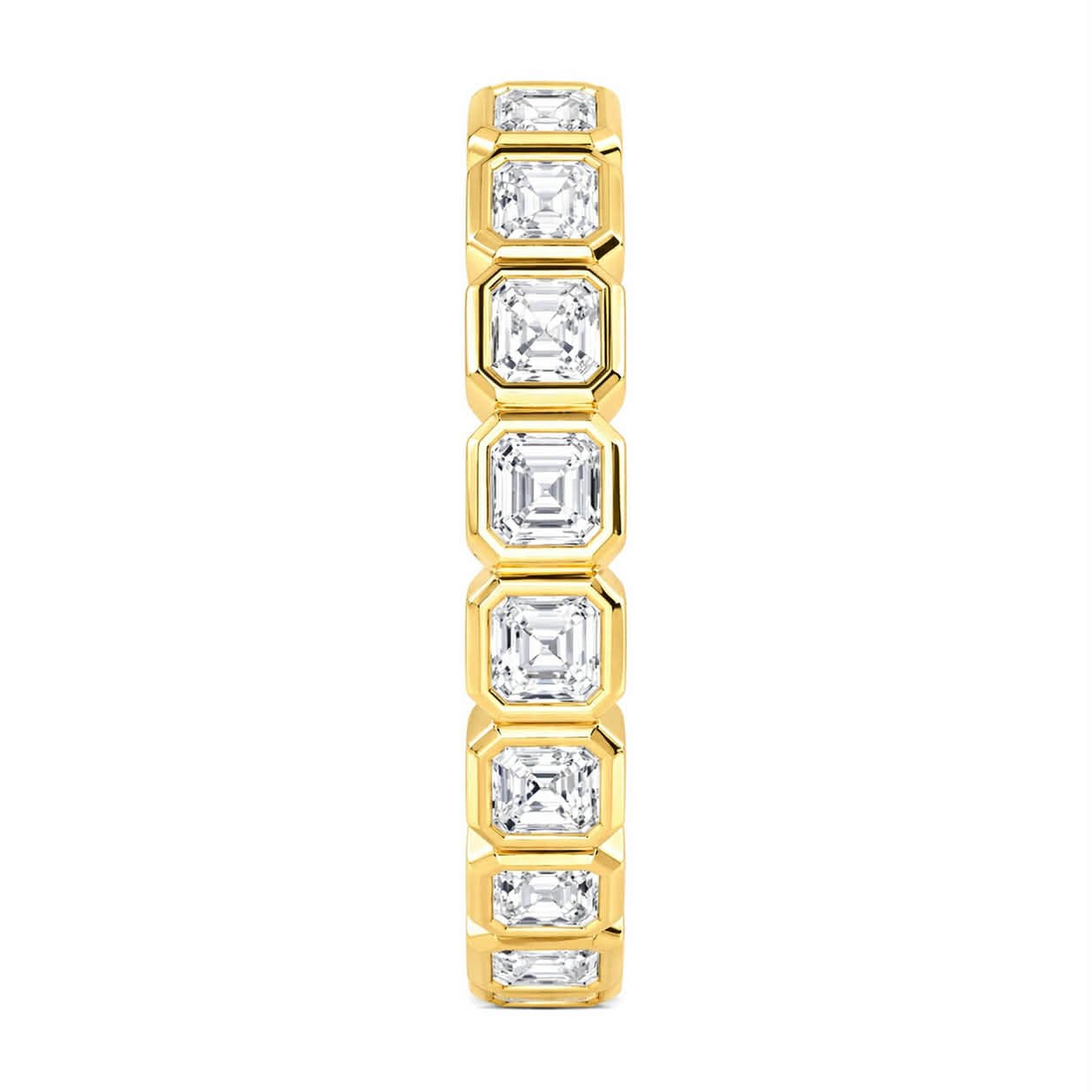 Yellow Gold Asscher Cut Diamond Bezel Eternity Band Side View