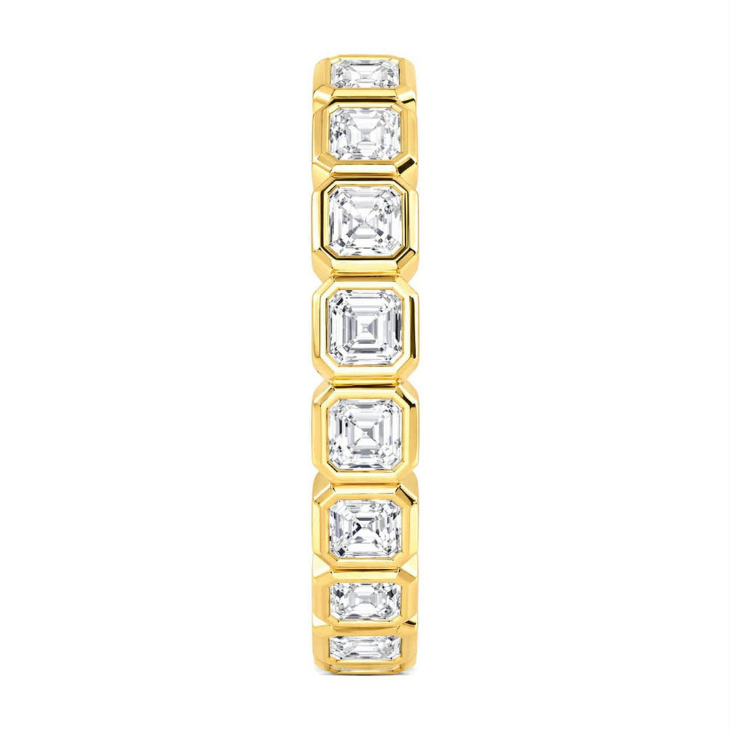 Yellow Gold Asscher Cut Diamond Bezel Eternity Band Side View