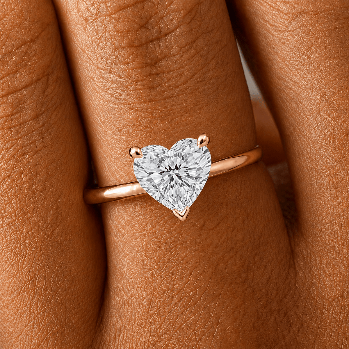 Yellow Gold Heart Diamond Solitaire Engagement Ring