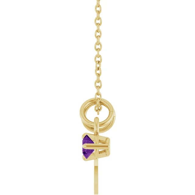 February Amethyst Engravable Birthstone Necklace Side View