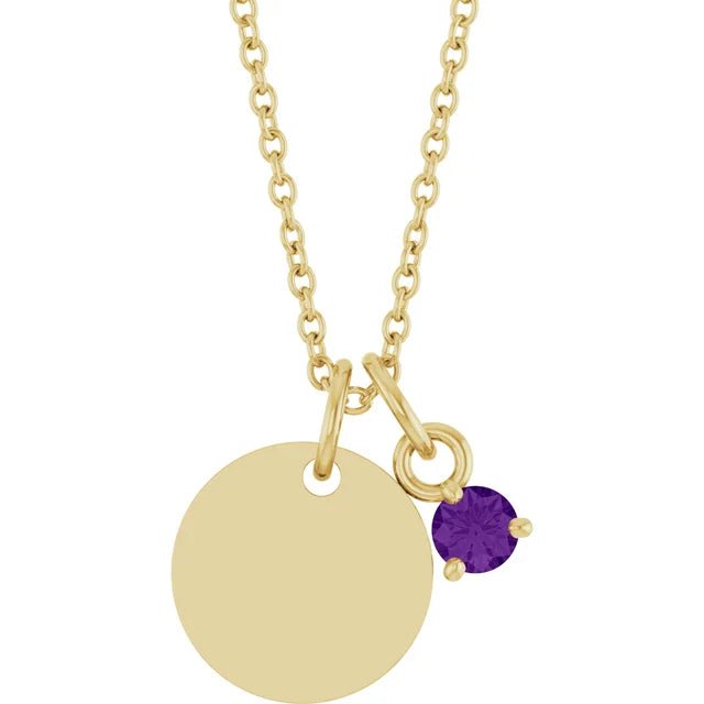 February Amethyst Engravable Birthstone Necklace