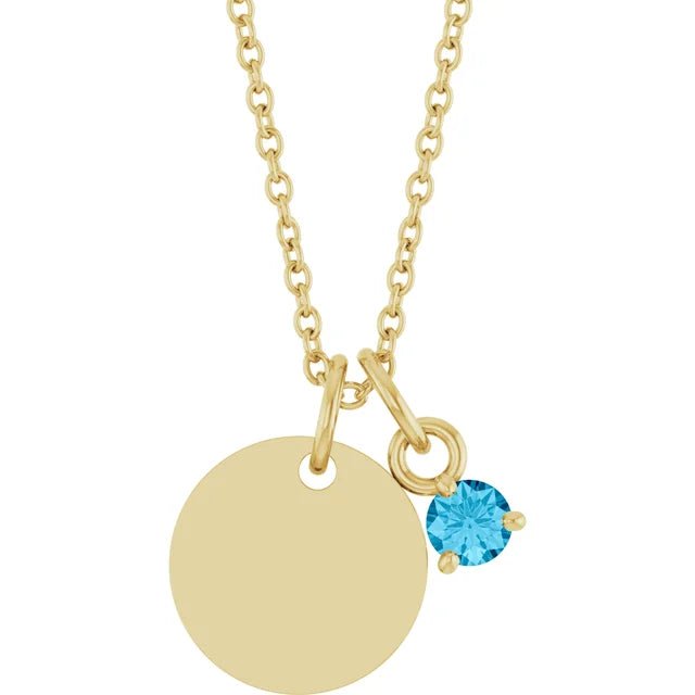 March Aquamarine Engravable Birthstone Necklace